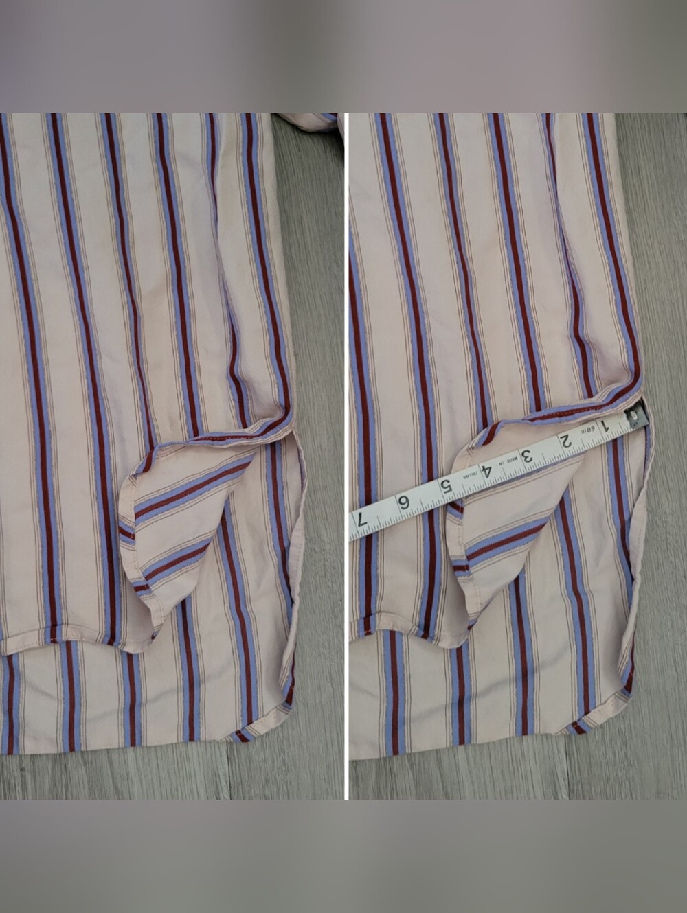 Smythe Over the Head Shirt Ecru Banker Striped Cream & Blue Blouse, Extra Large - Picture 11 of 14
